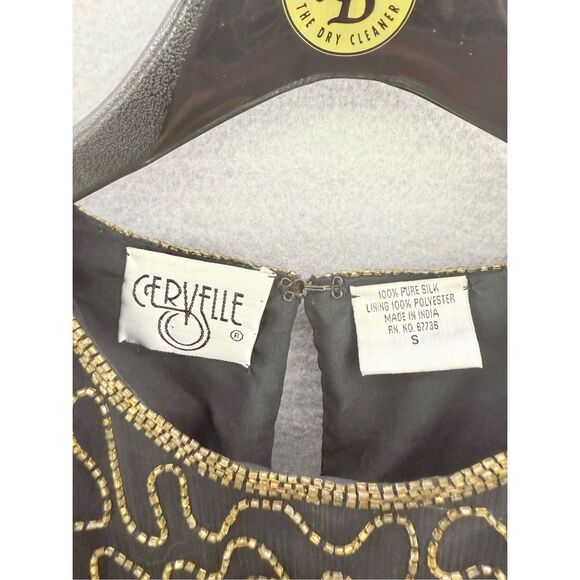 Cervelle Womens Multicolor Sequin Pure Silk Hearts Beaded Blouse Size Small - Picture 4 of 8